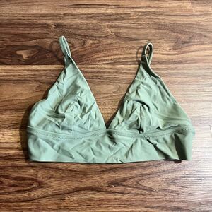 Aerie Bikini Top Green Triangle Adjustable Straps Beach Swim No Pads Womens LG